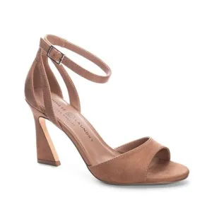 Chinese Laundry NEW &quot;Robby&quot; anke Strap brown suede sandal flared heel