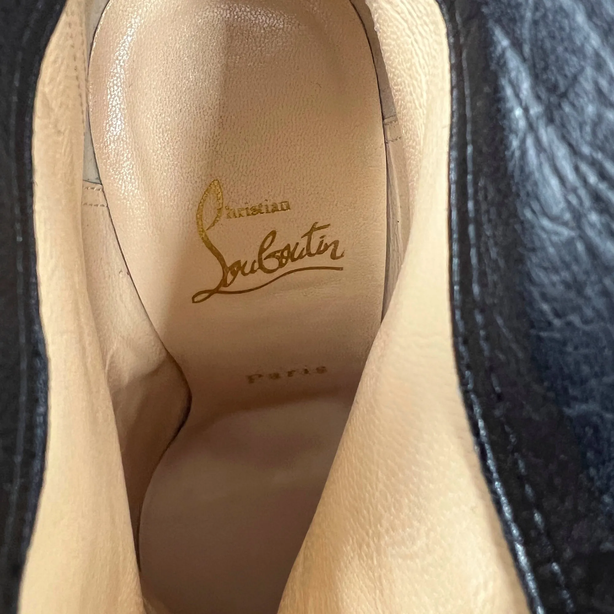 Christian Louboutin Amor 160 Black Leather Platform High Heels Ankle Boots Size EU 37.5