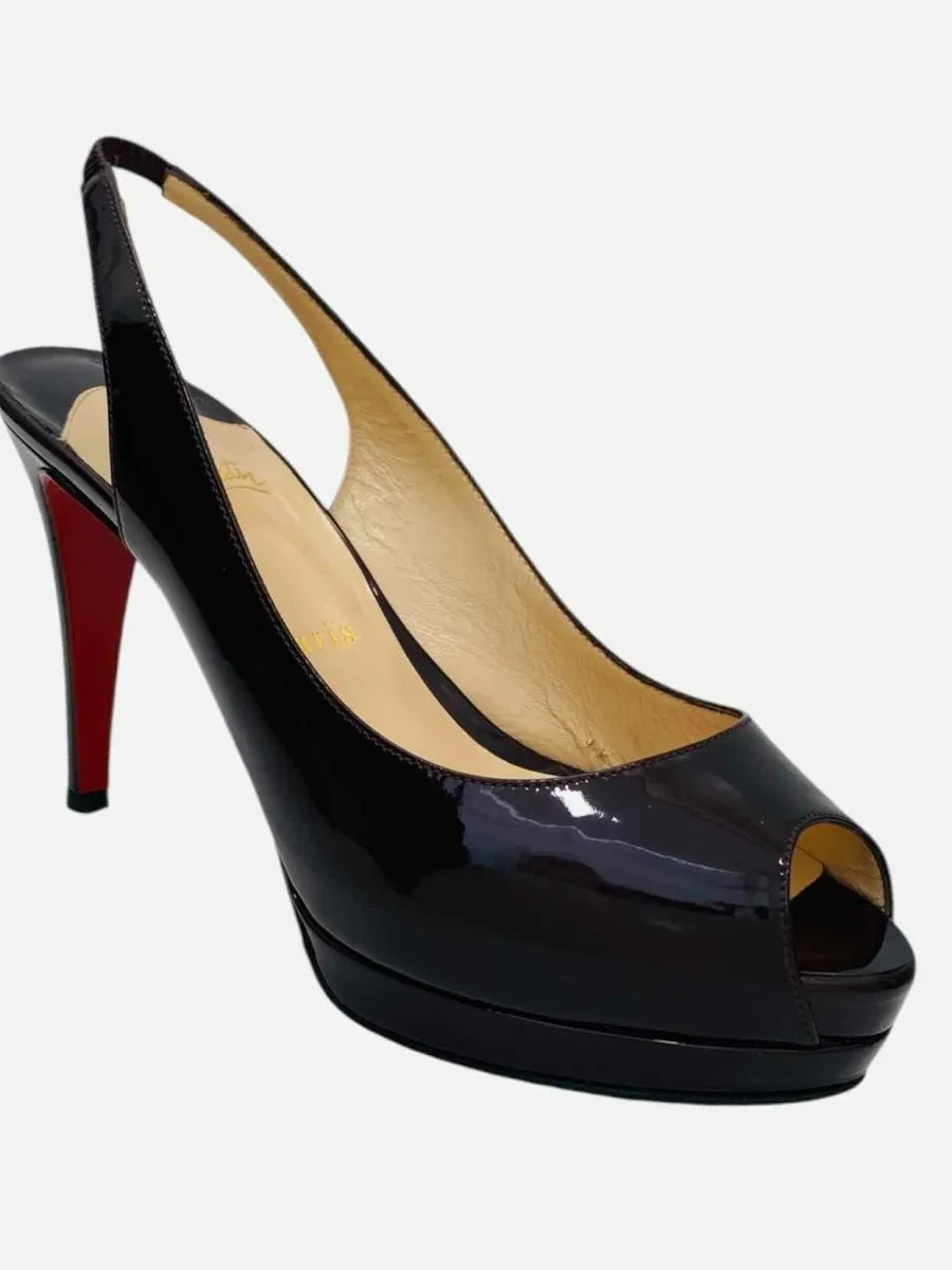 CHRISTIAN LOUBOUTIN Open Toe Burgundy Slingbacks 38.5