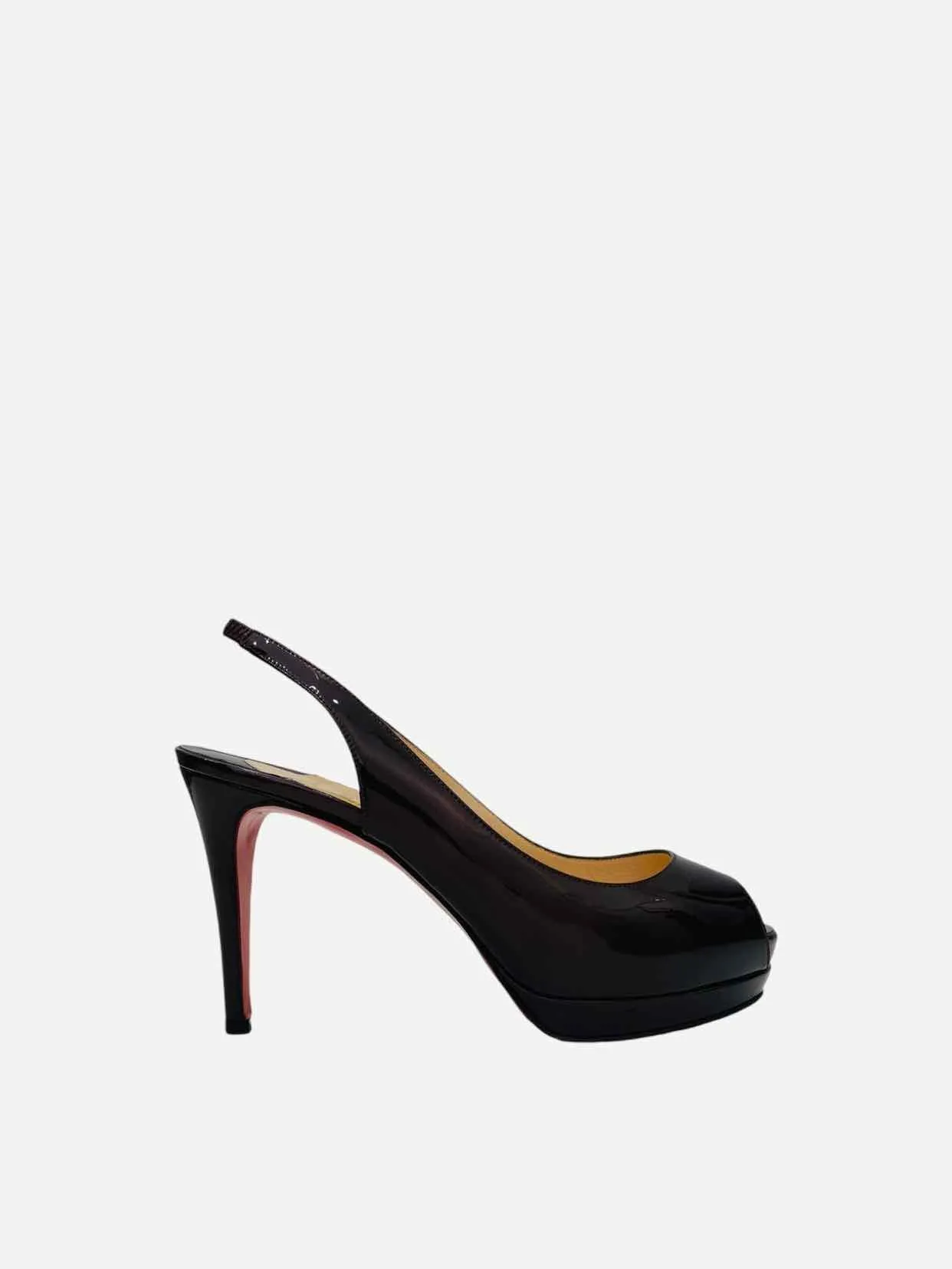 CHRISTIAN LOUBOUTIN Open Toe Burgundy Slingbacks 38.5
