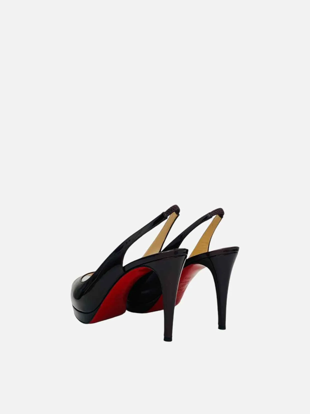 CHRISTIAN LOUBOUTIN Open Toe Burgundy Slingbacks 38.5