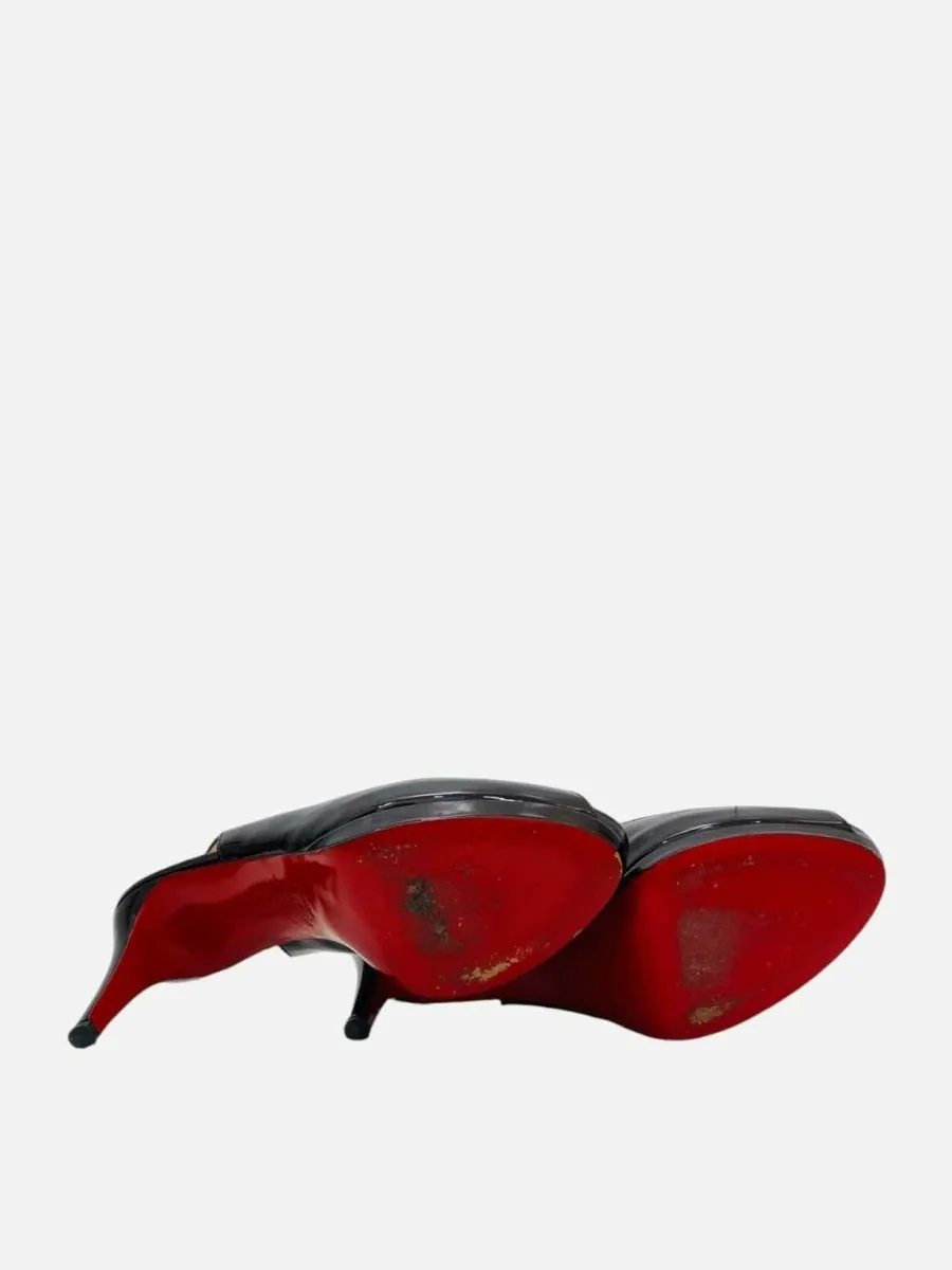 CHRISTIAN LOUBOUTIN Open Toe Burgundy Slingbacks 38.5