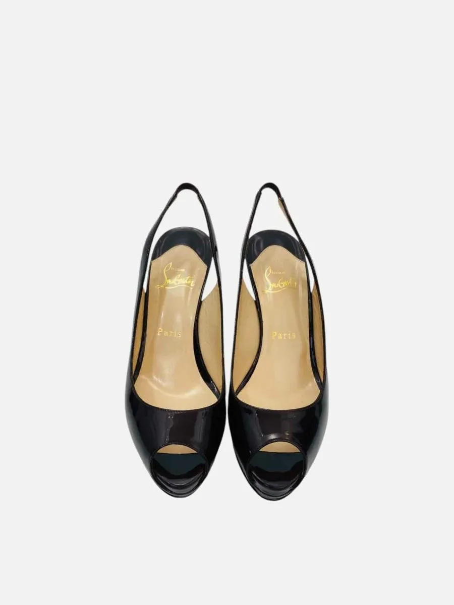 CHRISTIAN LOUBOUTIN Open Toe Burgundy Slingbacks 38.5