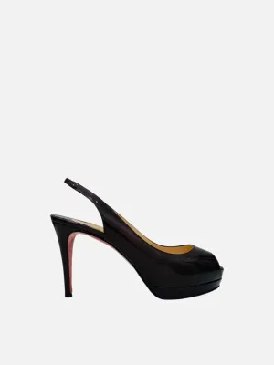 CHRISTIAN LOUBOUTIN Open Toe Burgundy Slingbacks 38.5