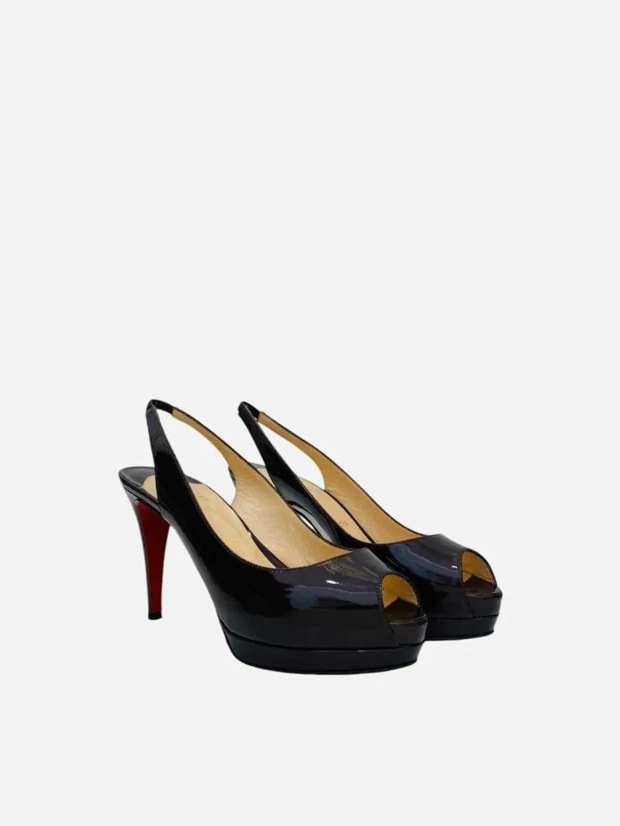 CHRISTIAN LOUBOUTIN Open Toe Burgundy Slingbacks 38.5