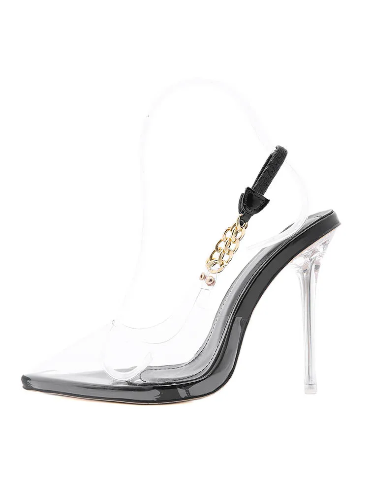 Clear Chain Decor Heel