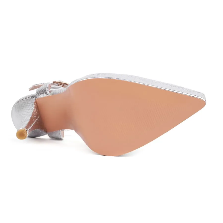 Closed Toe Pencil Heel Hallow Out Slingbacks