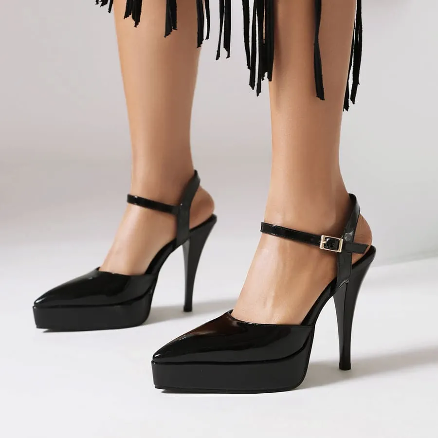 Closed Toe Pencil Heel Hallow Out Slingbacks