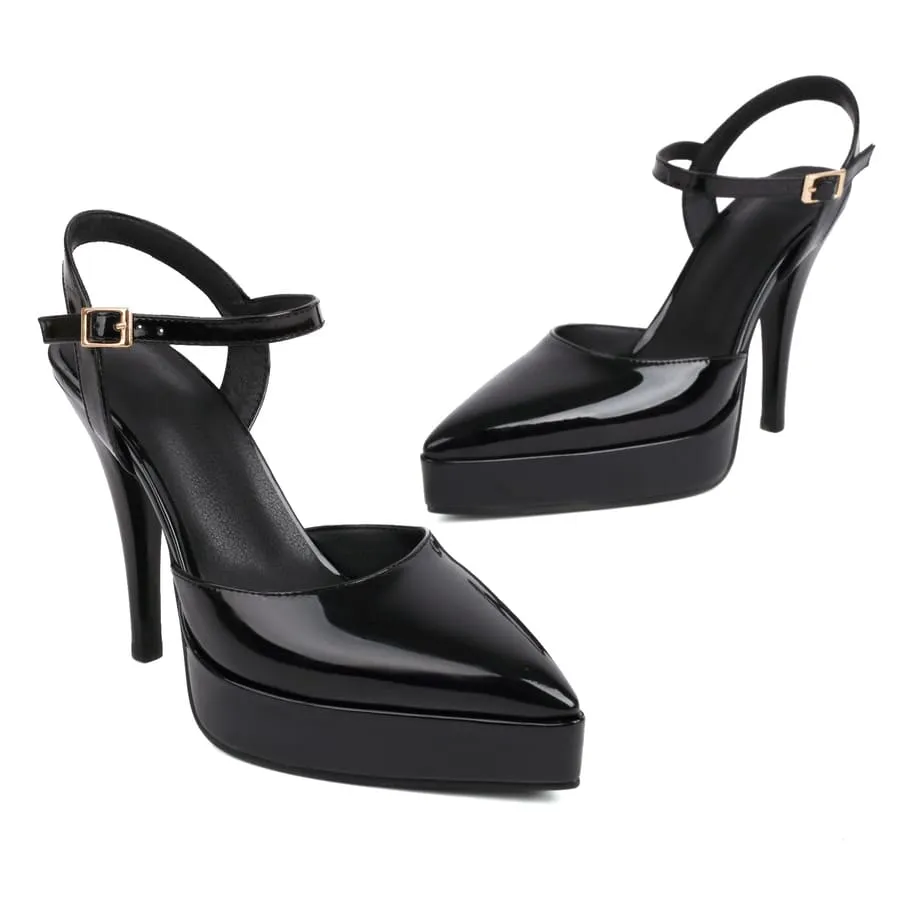 Closed Toe Pencil Heel Hallow Out Slingbacks