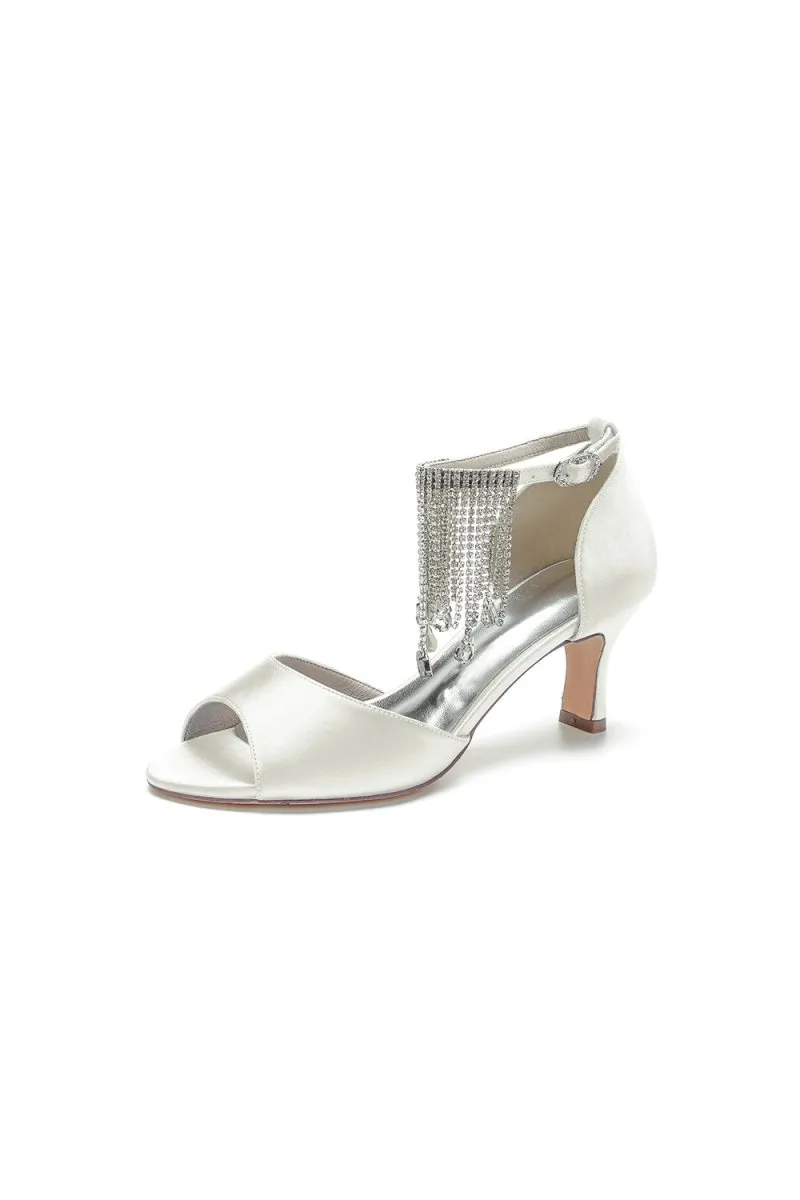 Cocktail Open Toe Tassel Strap Chunky Heels