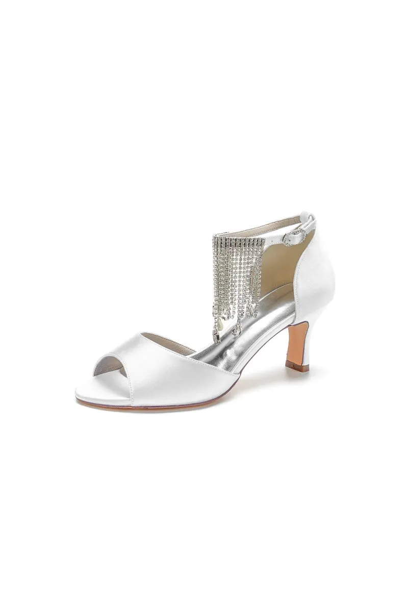Cocktail Open Toe Tassel Strap Chunky Heels