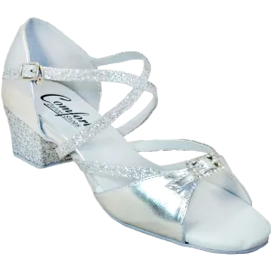 Comfort Single Buckle - Silver Leather / Silver Glitz