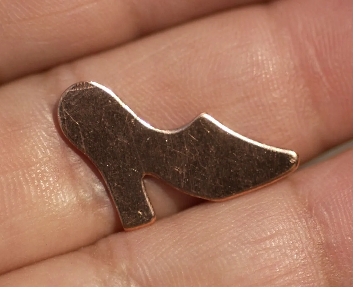 Copper or Brass or Bronze or Nickel Silver High Heel Shoe 24g Shaped Blank for Enameling Stamping Texturing Soldering