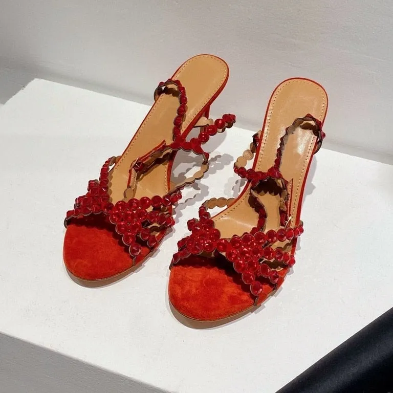 Crystal Bling Colored Rhinestone Sandals Stiletto Heels Shoes