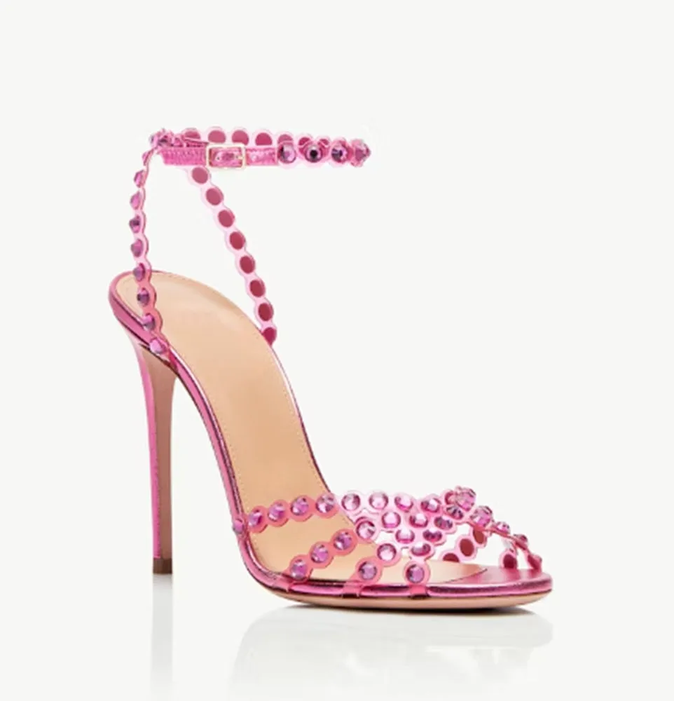 Crystal Bling Colored Rhinestone Sandals Stiletto Heels Shoes