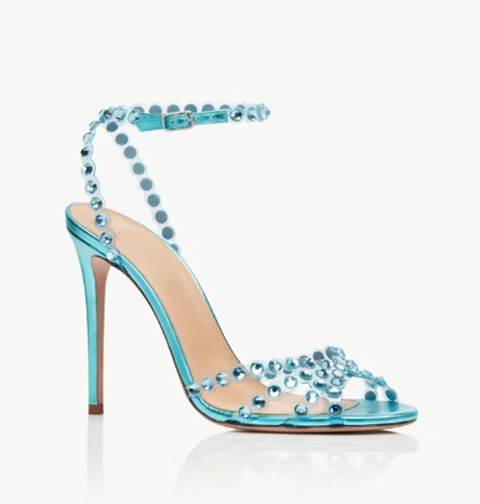 Crystal Bling Colored Rhinestone Sandals Stiletto Heels Shoes