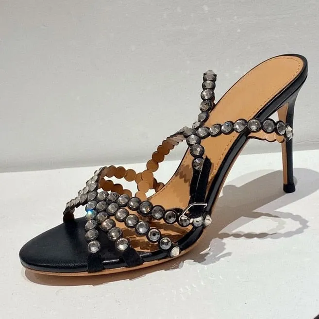 Crystal Bling Colored Rhinestone Sandals Stiletto Heels Shoes