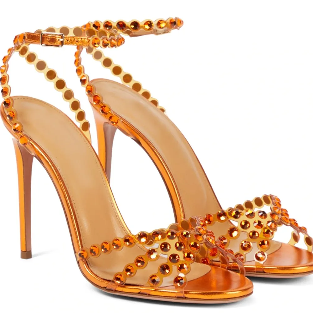 Crystal Bling Colored Rhinestone Sandals Stiletto Heels Shoes