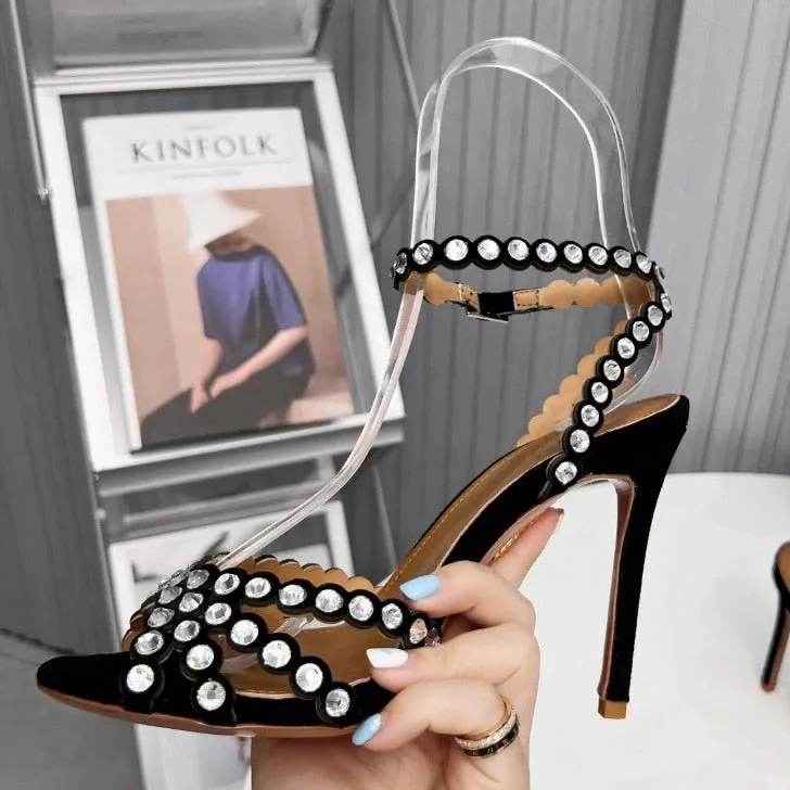 Crystal Bling Colored Rhinestone Sandals Stiletto Heels Shoes
