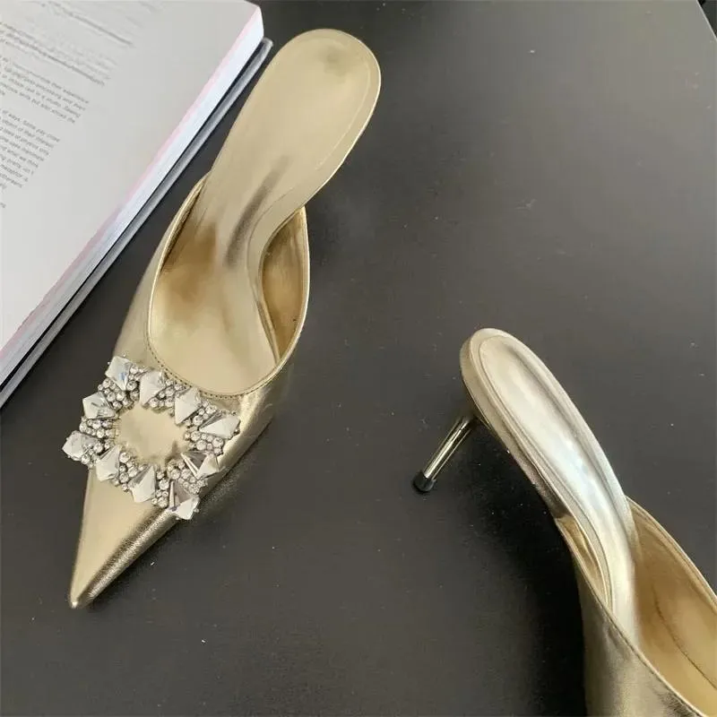 Crystal Buckle Slingback Pumps Slipper for Women