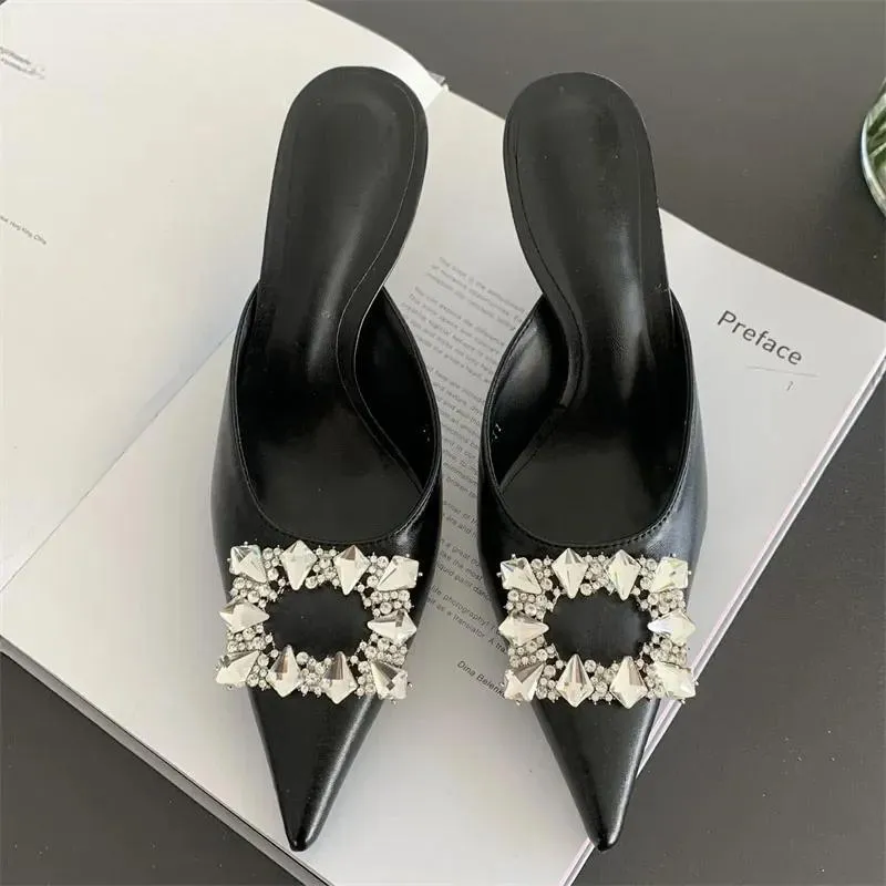 Crystal Buckle Slingback Pumps Slipper for Women