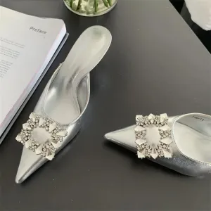 Crystal Buckle Slingback Pumps Slipper for Women