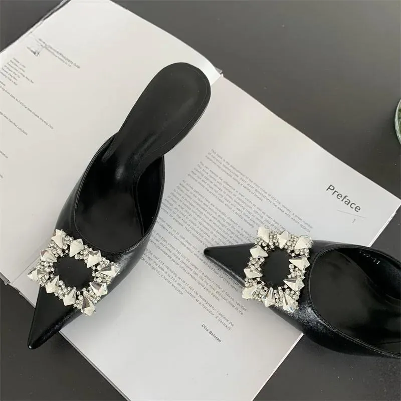 Crystal Buckle Slingback Pumps Slipper for Women