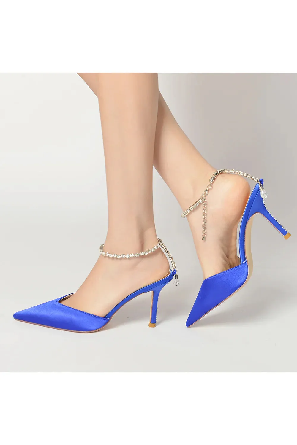 Crystal Strap Pointed Toe High Heels