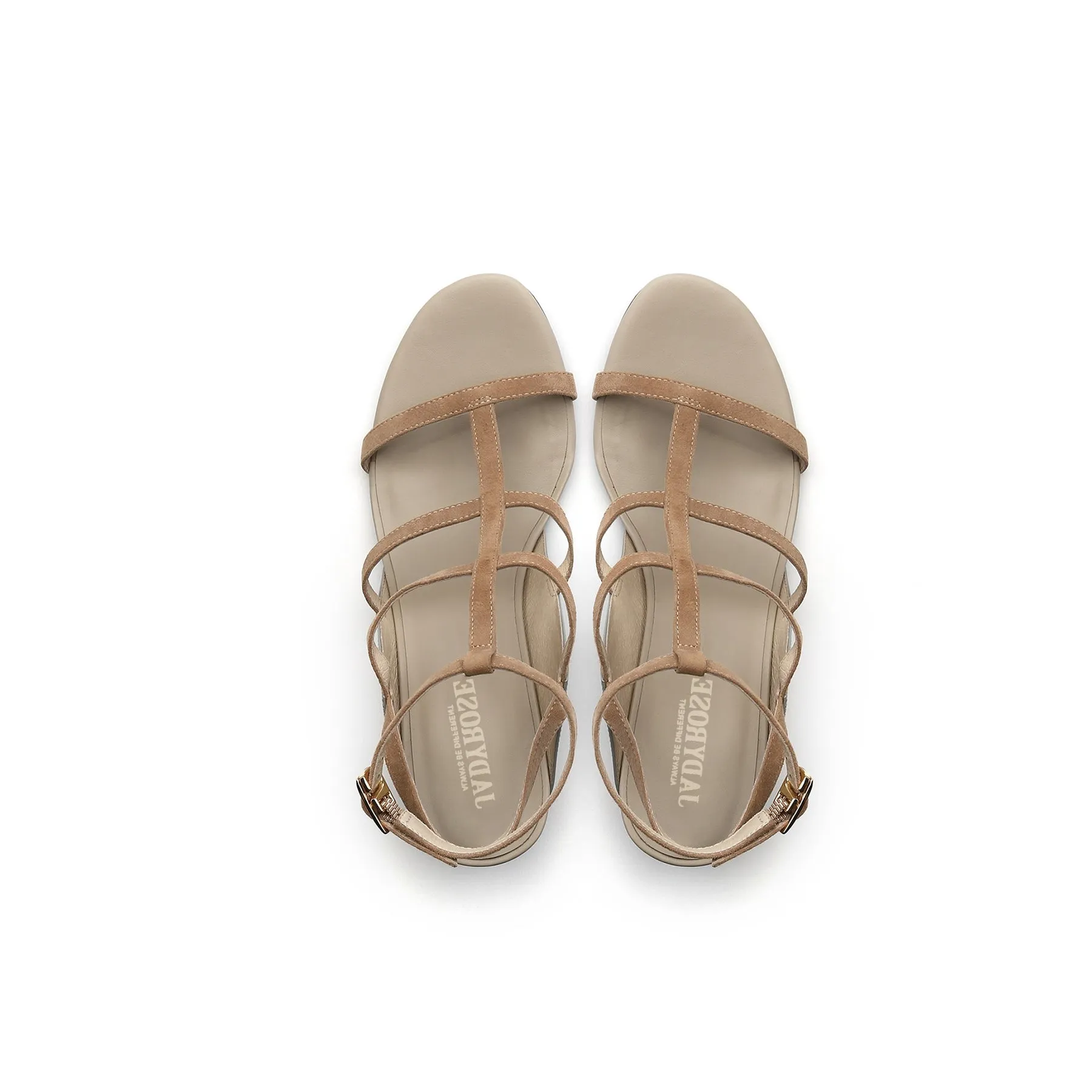 Cut-Out Leather Ankle Strap Sandal - Neutral