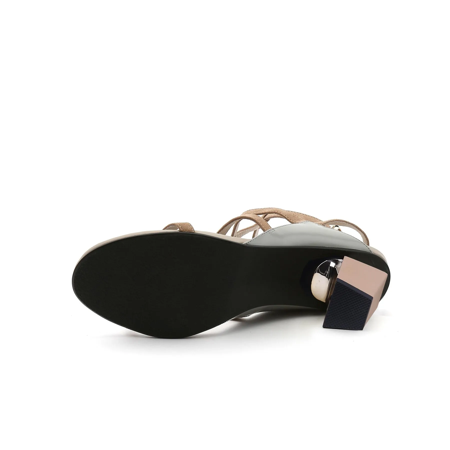 Cut-Out Leather Ankle Strap Sandal - Neutral