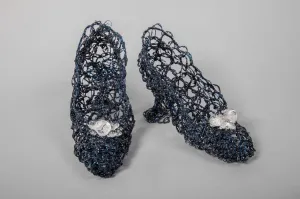 Dark Blue Wire Heels Sculpture ~ Caeruleus Glacies Shoes (Blue Ice Shoes)