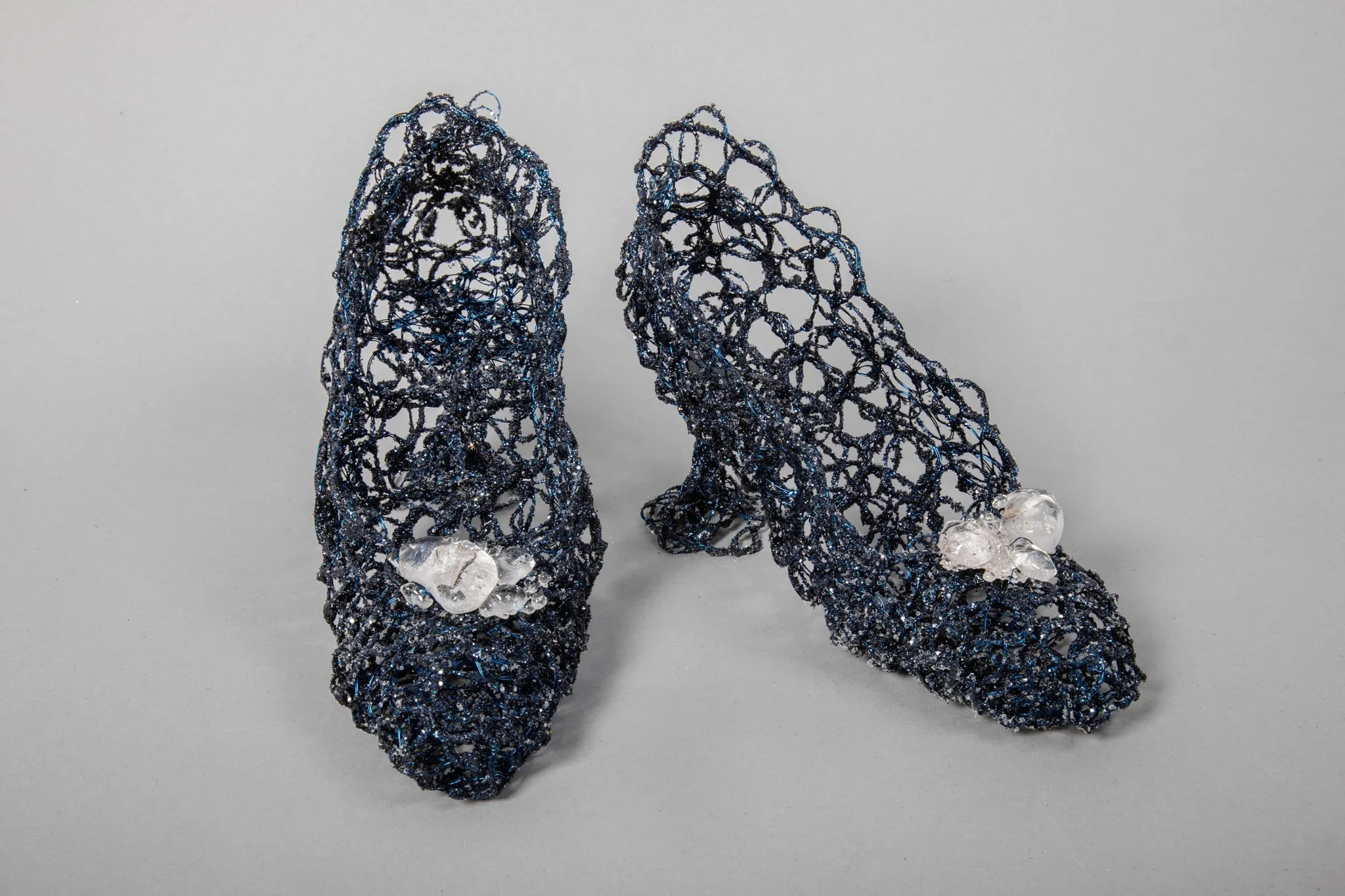 Dark Blue Wire Heels Sculpture ~ Caeruleus Glacies Shoes (Blue Ice Shoes)