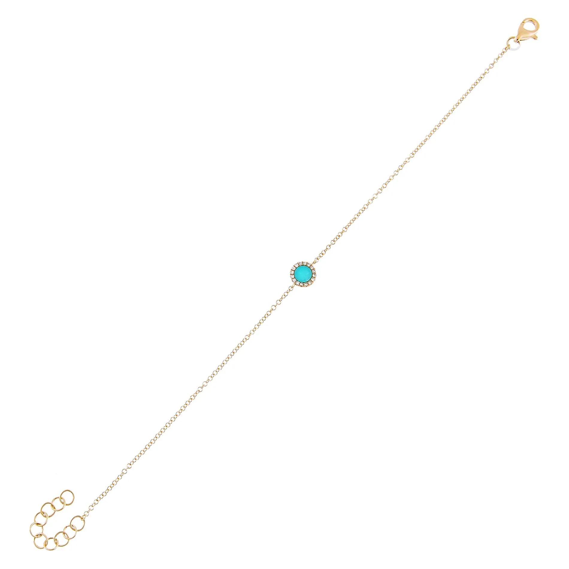 Diamond X Turquoise Disc Bracelet 14K