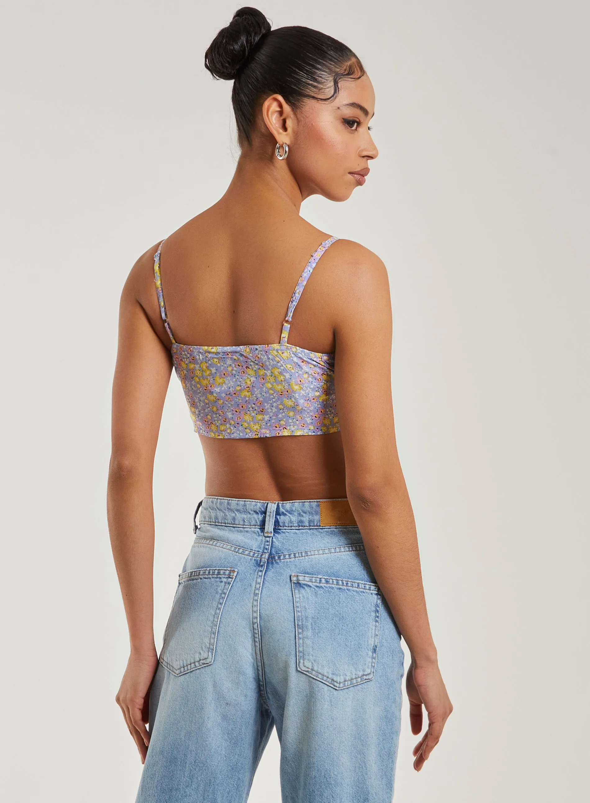 Ditsy Floral Tie Front Corset Top