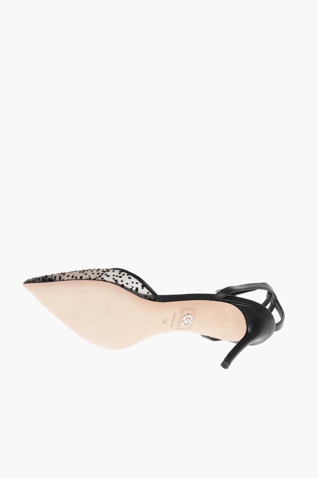 Dsquared2 Leather Ankle Strap Pumps with Glitter Mesh Detail Heel 7cm