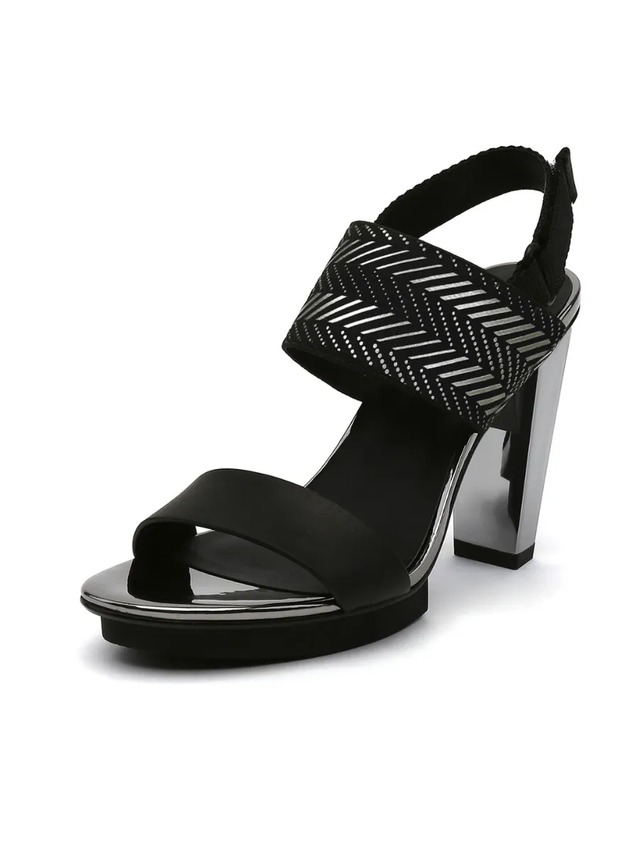 Dual-Strap Leather Slingback Sandal - Black