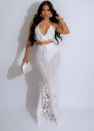 Enigma Ensemble Floral Lace Skirt Set White
