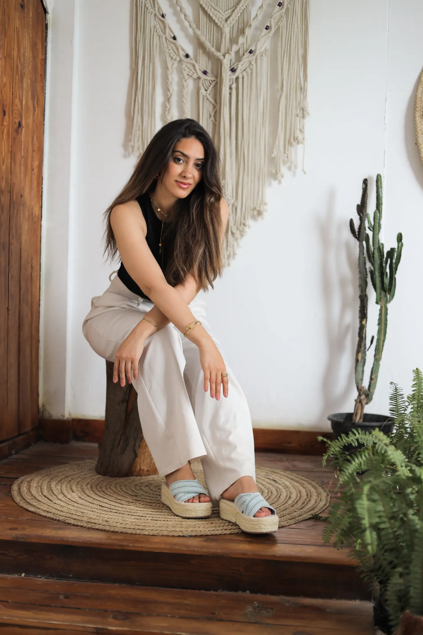 Espadrille Soles Criss Cross Wedges - Blue