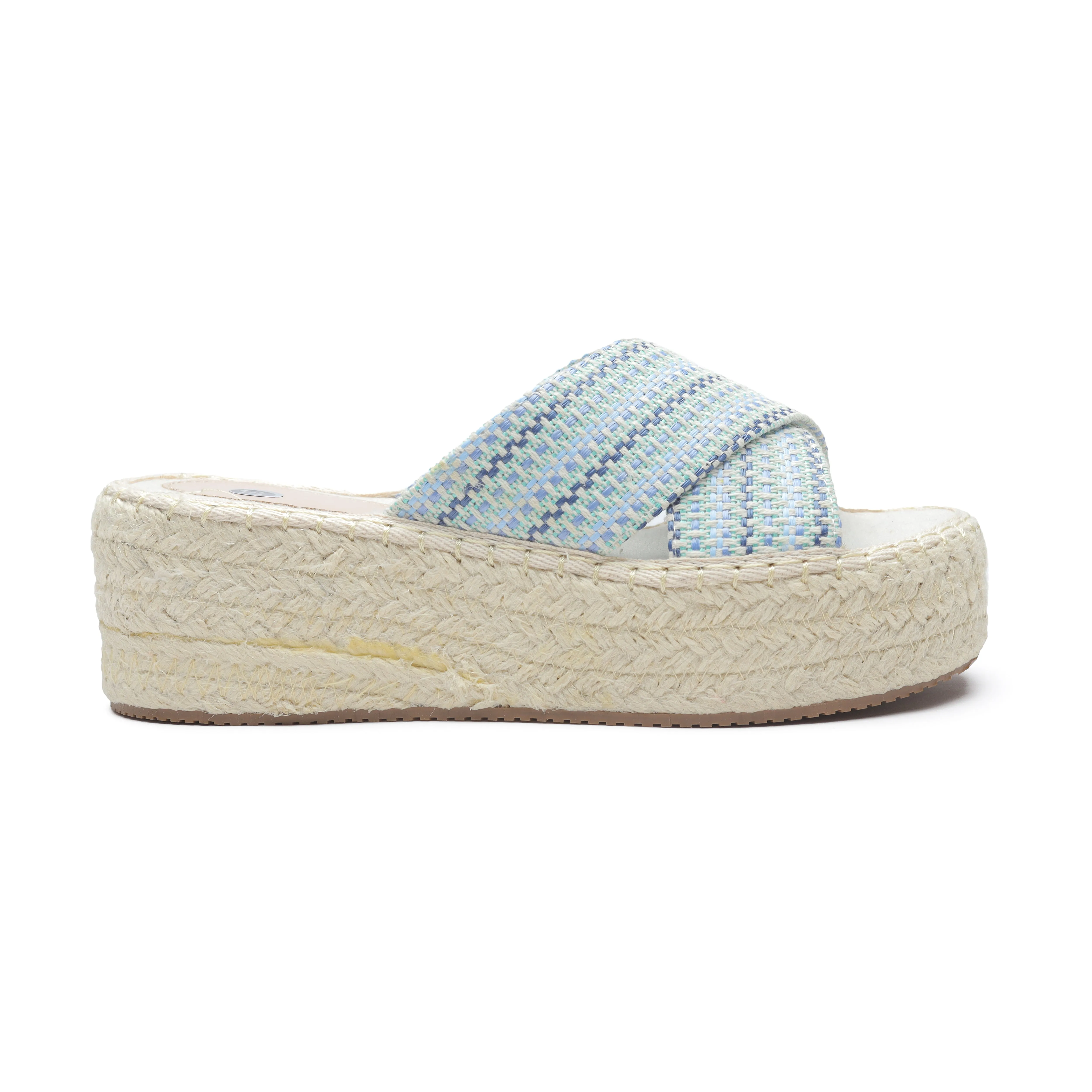 Espadrille Soles Criss Cross Wedges - Blue