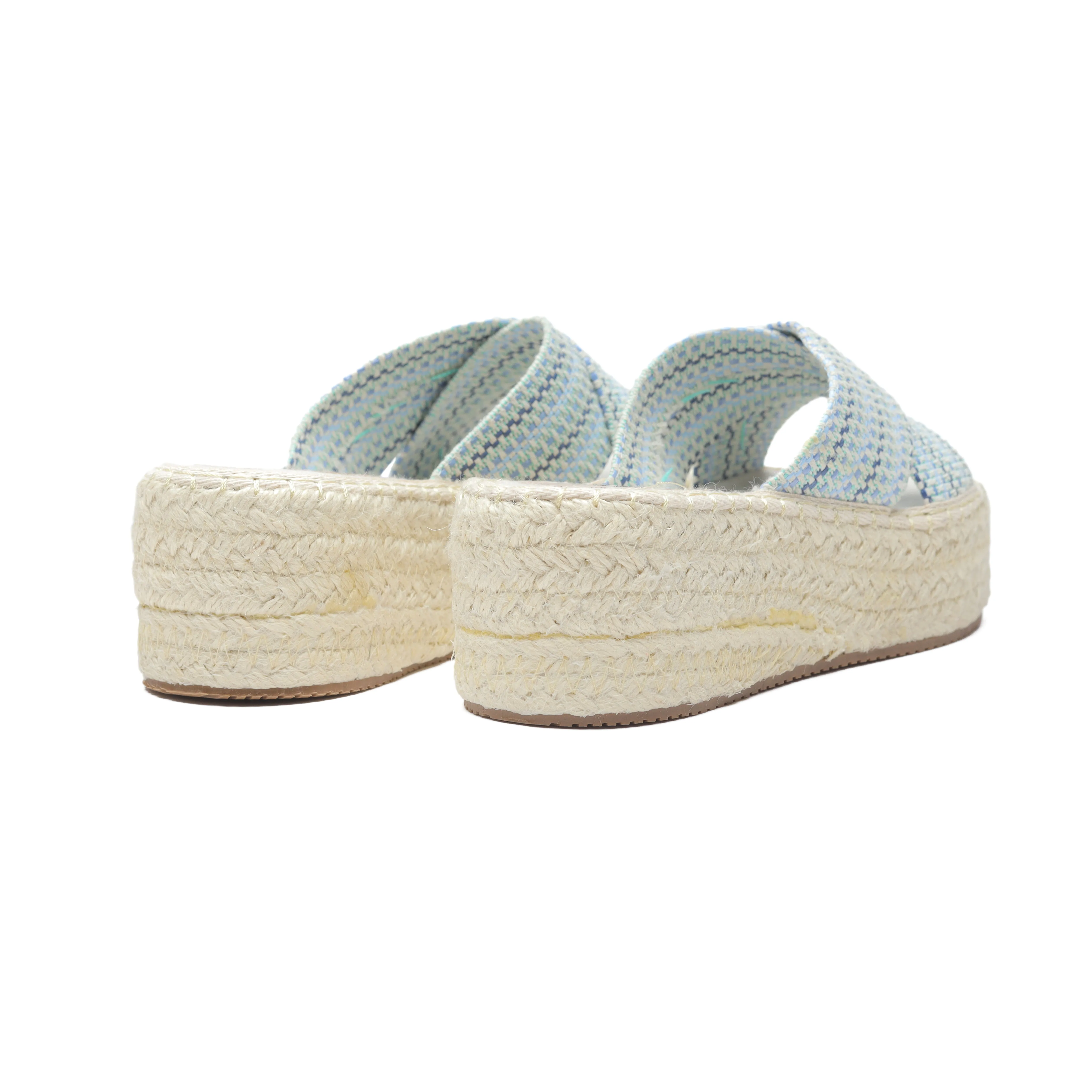 Espadrille Soles Criss Cross Wedges - Blue