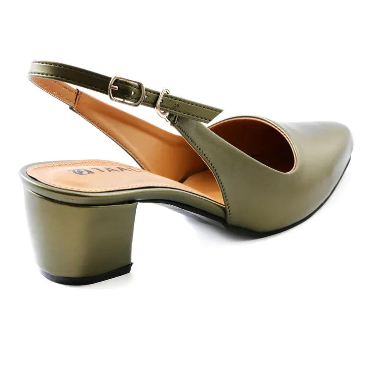 Estrela Heeled Slingbacks Green