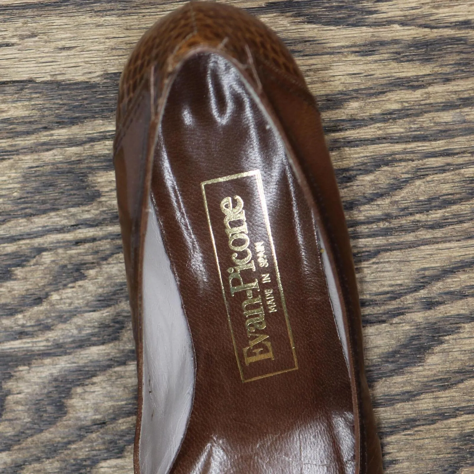 Evan-Picone Womens Vintage Leather Short Heels 1673d4aa08e6ee Brown 6.5N