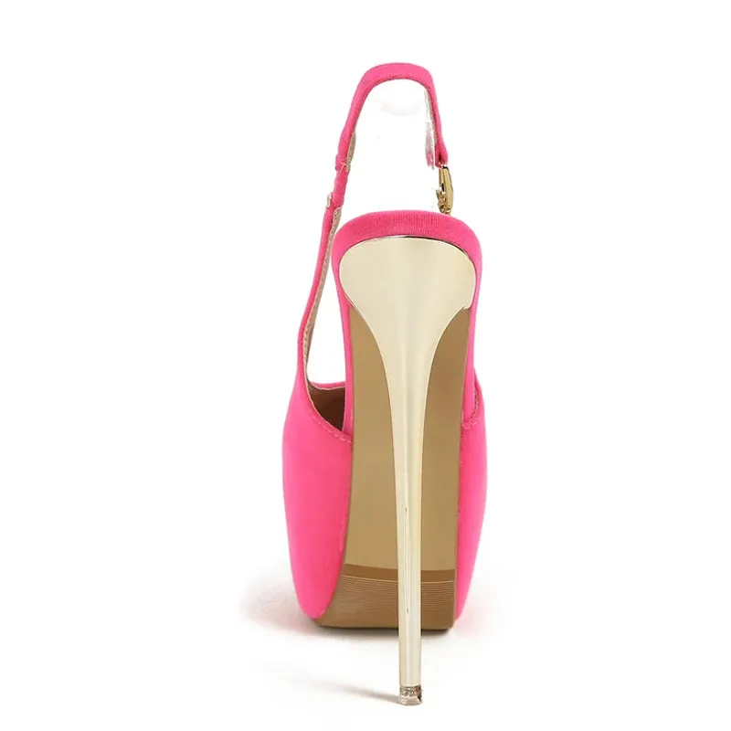 Fashion Metal Butterfly Chain Back Strap Extreme High Heels