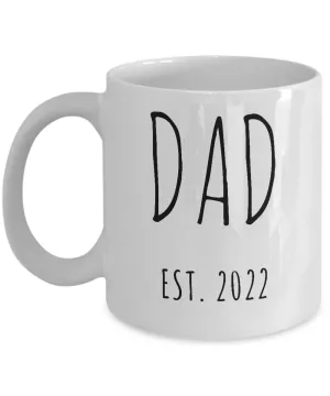 Father's Day Mug for New Dad First Time Dad Est 2022 Coffee Cup