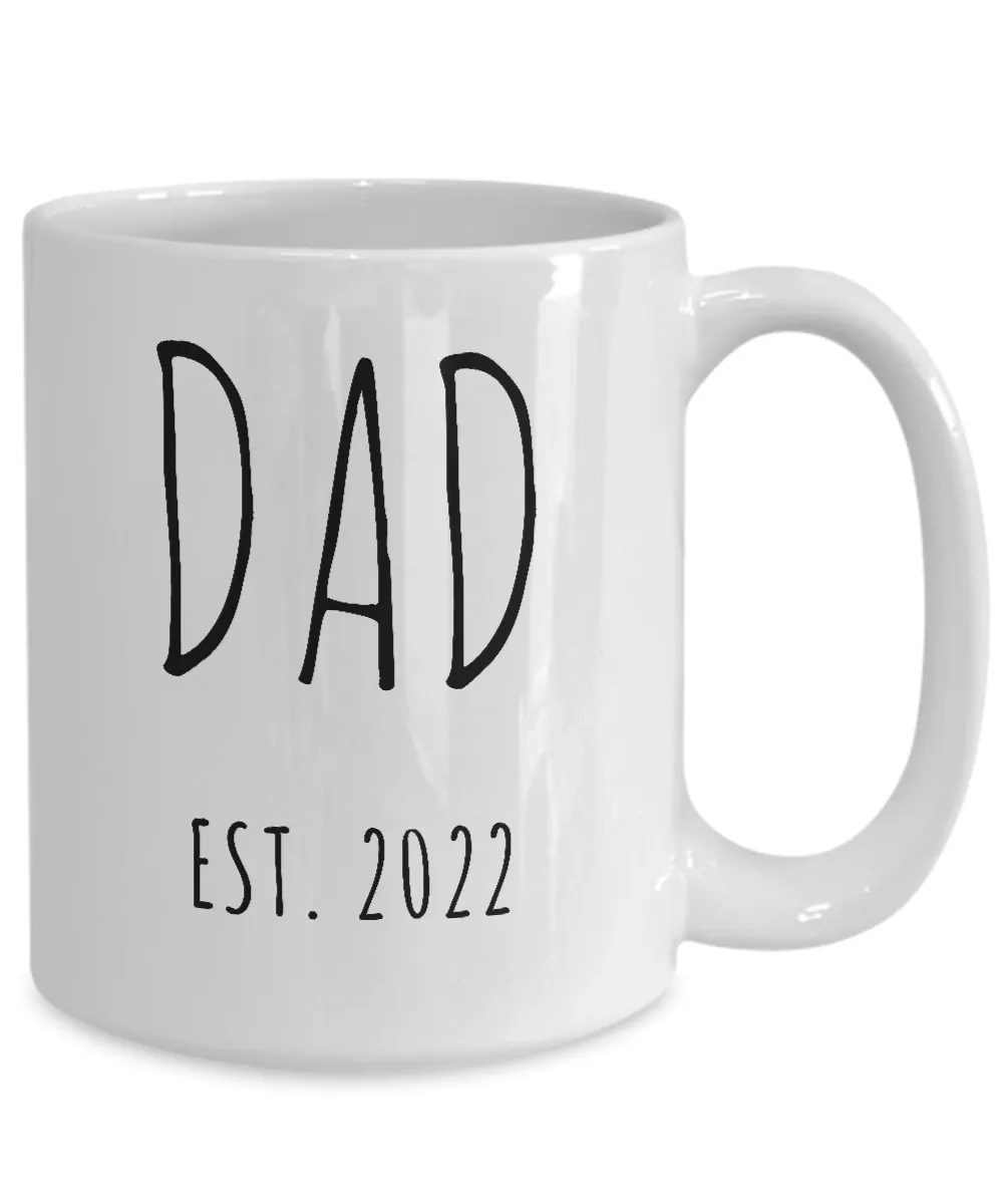 Father's Day Mug for New Dad First Time Dad Est 2022 Coffee Cup