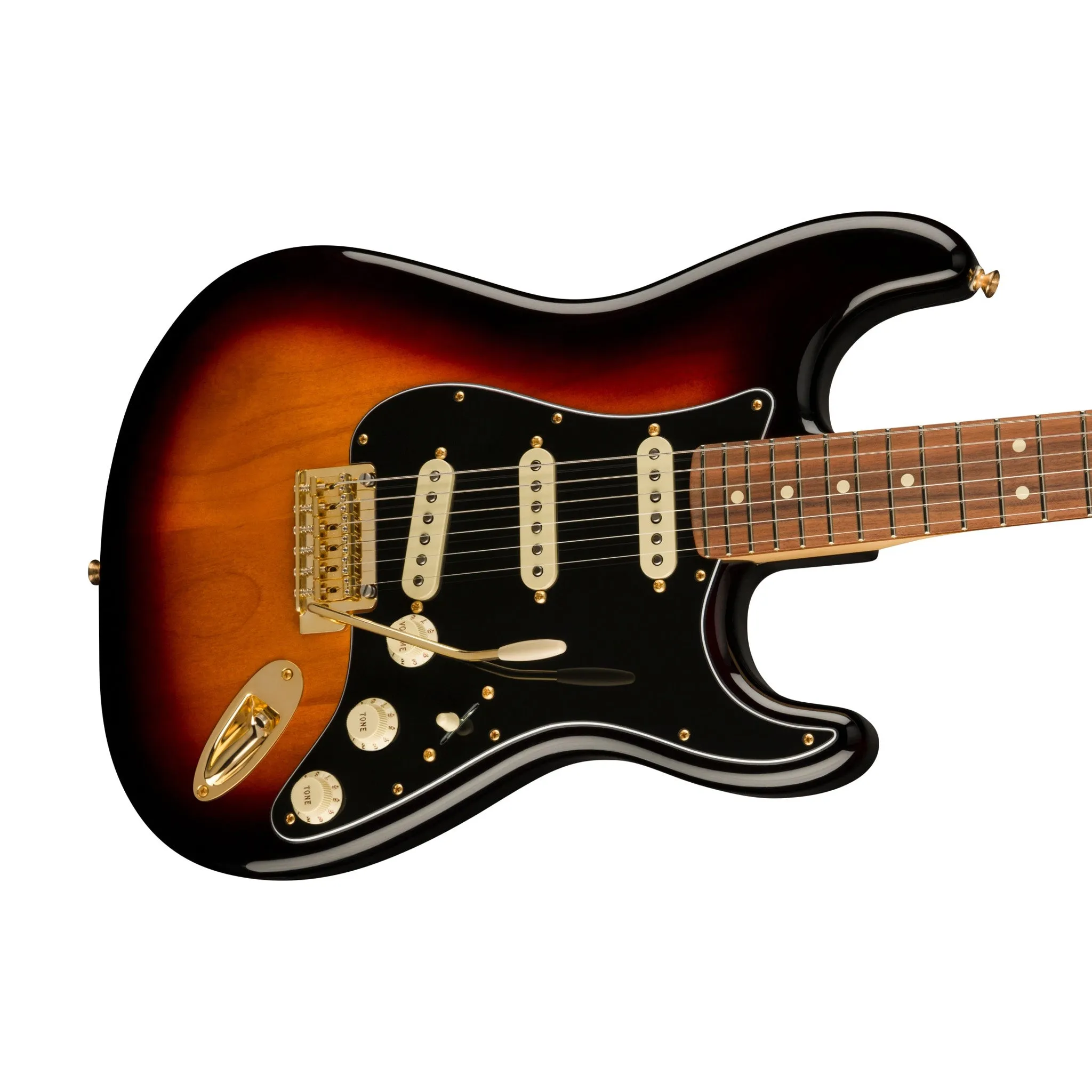 Fender FSR Player Stratocaster Electric Guitar w/Gold Hardware, Pau Ferro FB, 3-Tone Sunburst