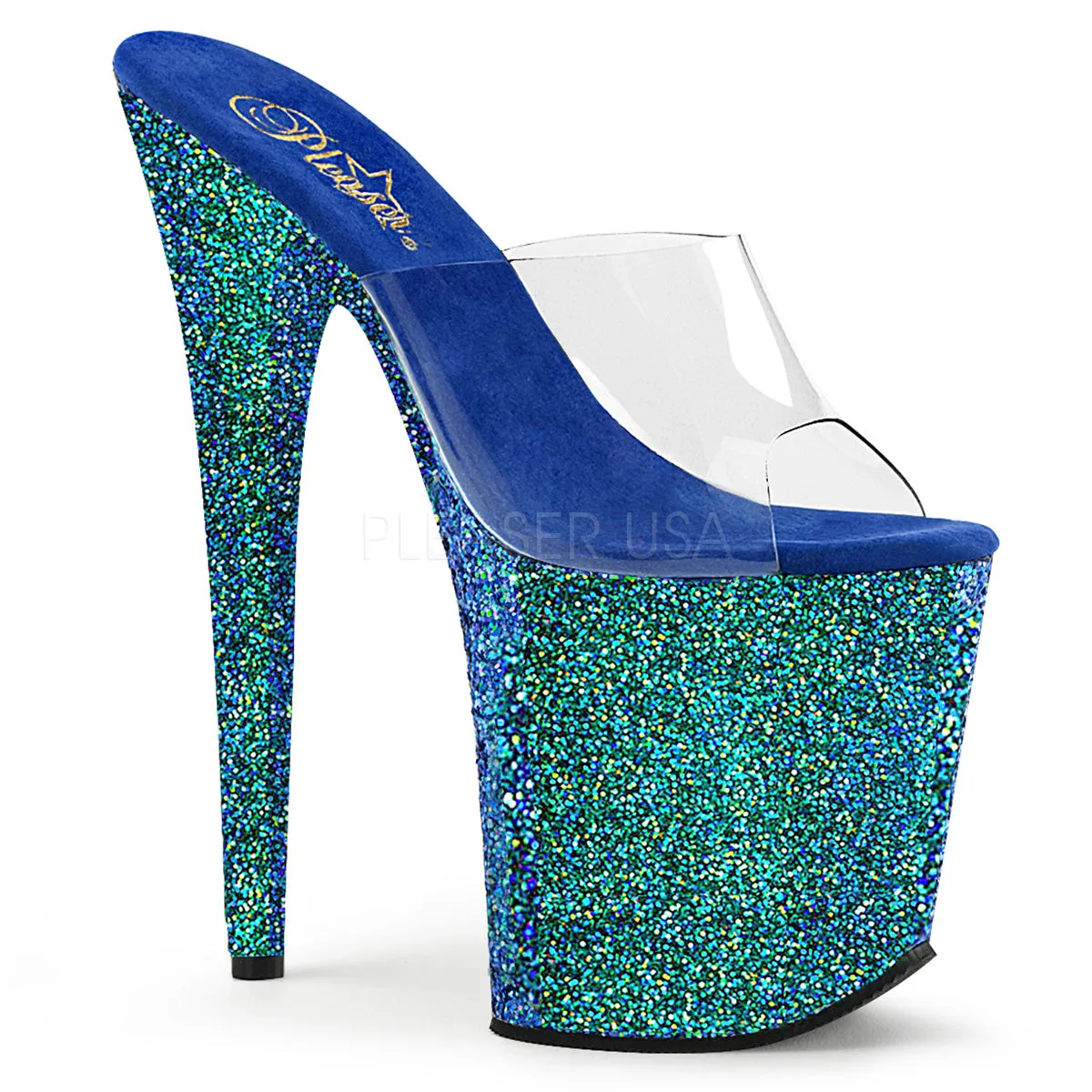 FLAMINGO-801LG  Clear/Blue Holo Glitter