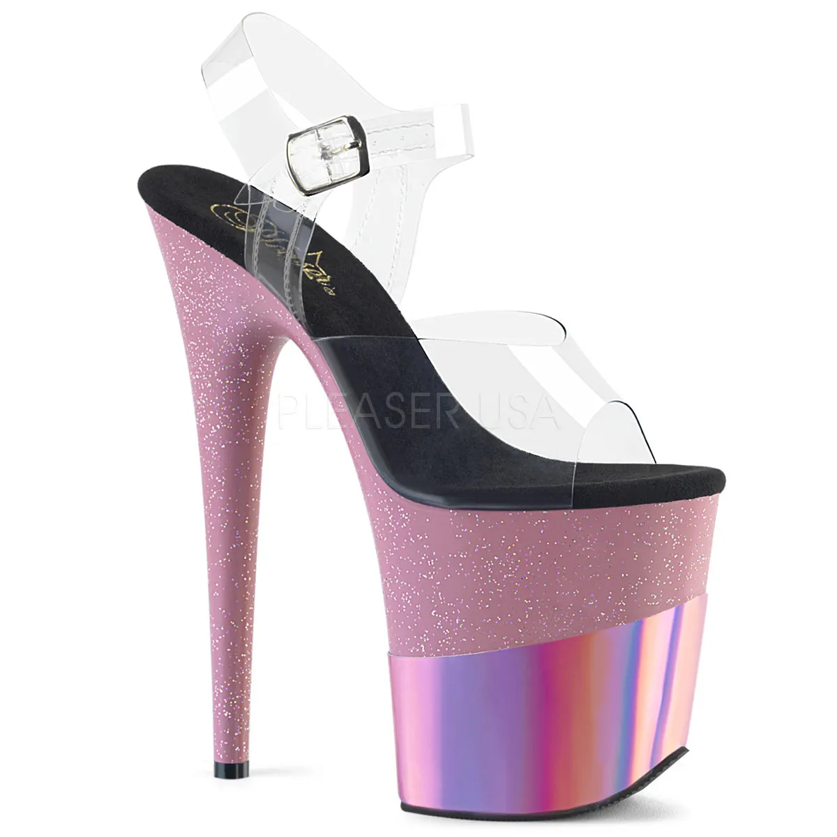 FLAMINGO-808-2HGM  Clear/Baby Pink Glitter-Hologram