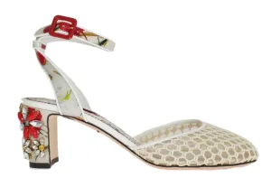 Floral Crystal Leather Slingbacks