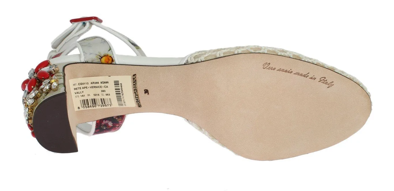 Floral Crystal Leather Slingbacks